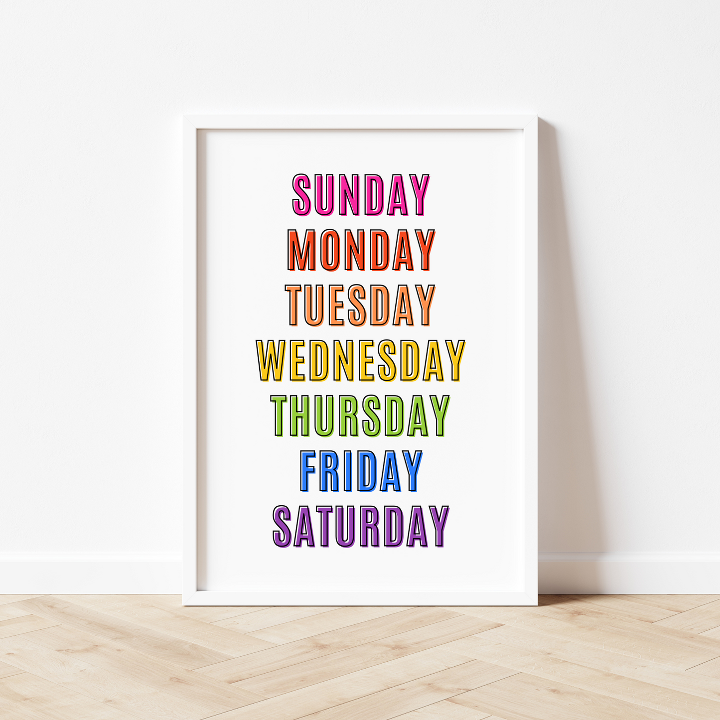 Days Of The Week Print - Rainbow