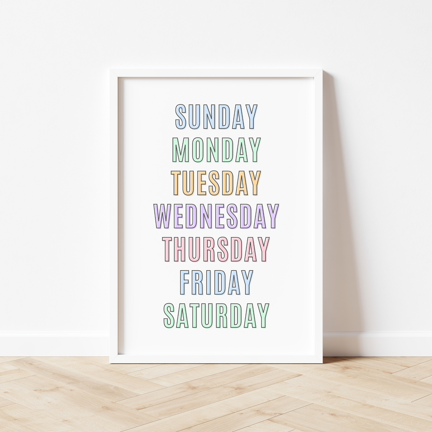 Days Of The Week Print - Pastel