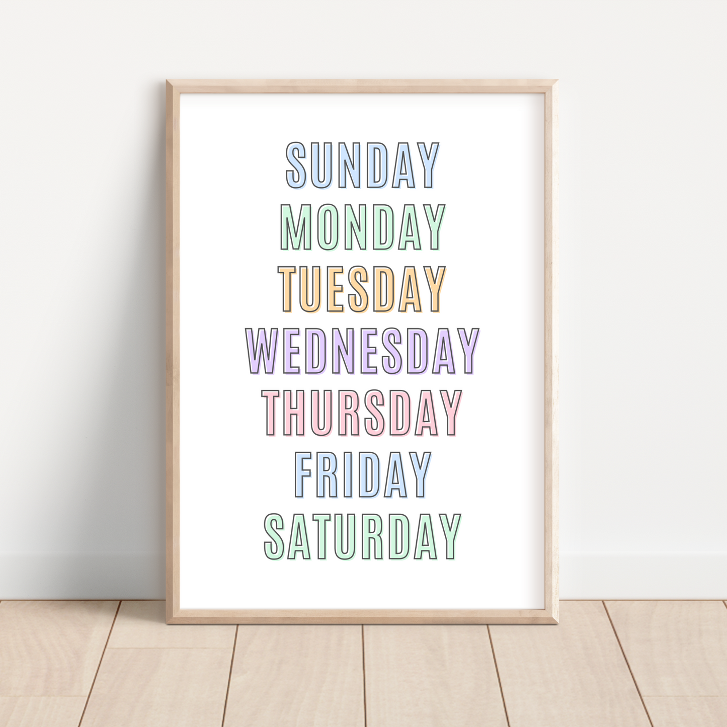 Days Of The Week Print - Pastel