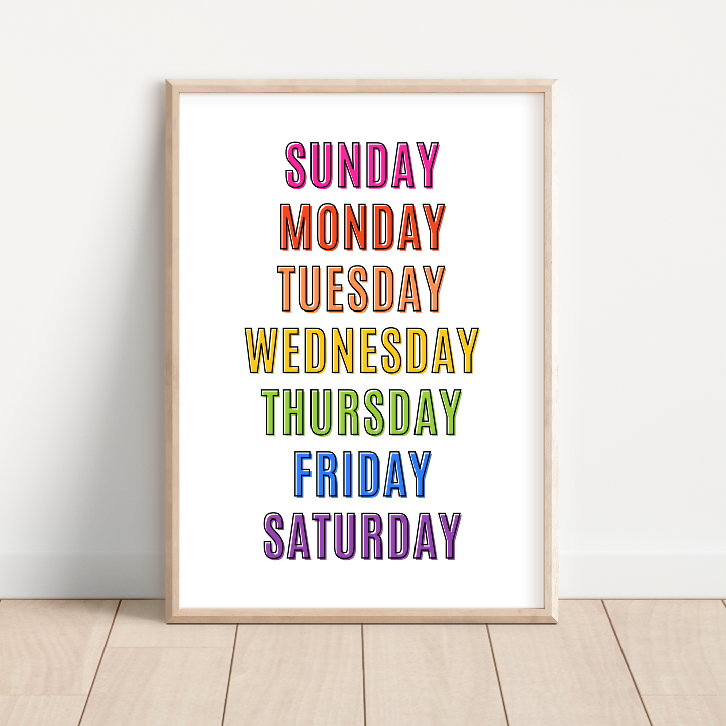 Days Of The Week Print - Rainbow