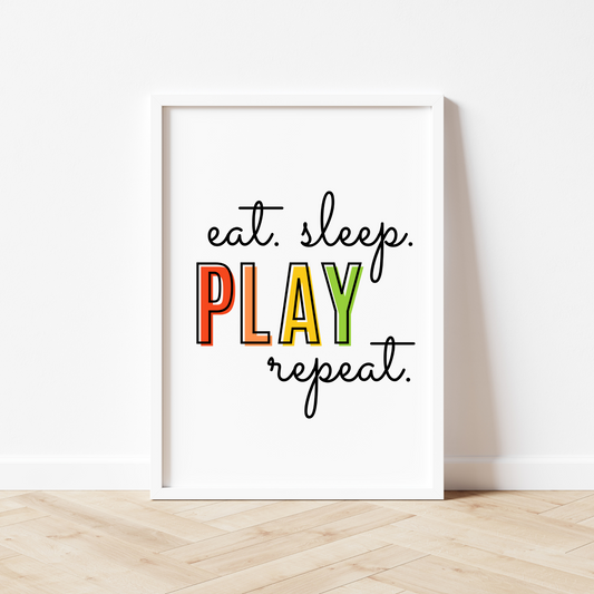 Eat, Sleep, Play, Repeat Print - Rainbow