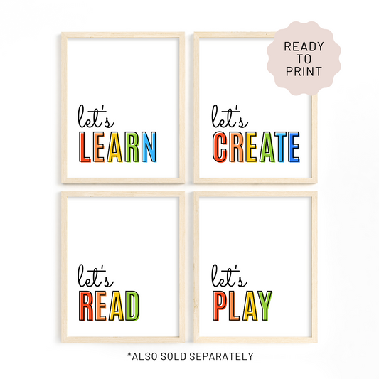 Learn, Create, Read, Play Print Set of 4 - Rainbow