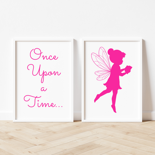 Once Upon A Time Fairy Print Set of 2 - Pink