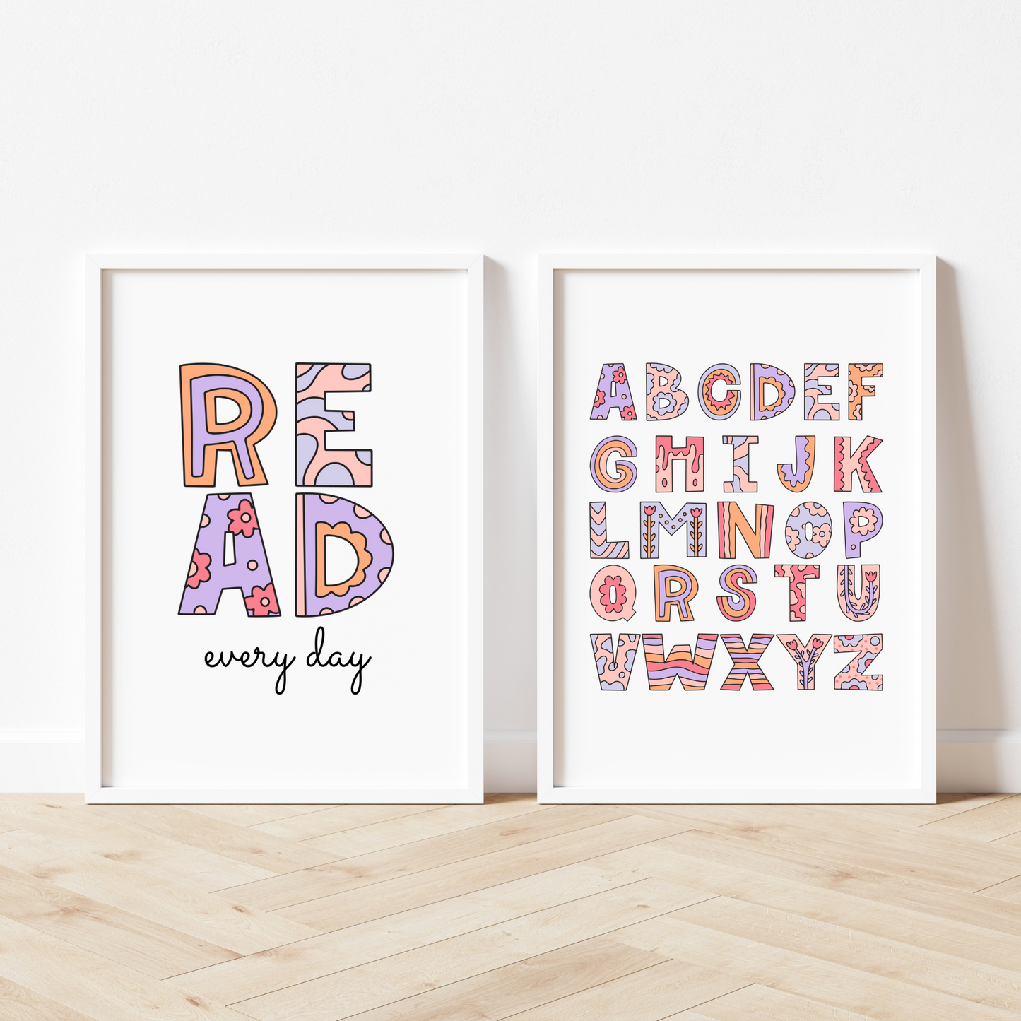 Read Every Day Boho Alphabet Print Set of 2