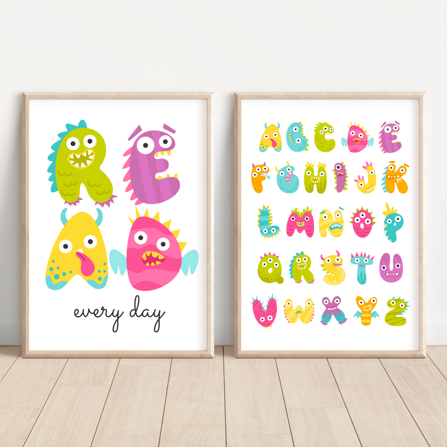 Leer todos los días Monster Alphabet Print Set de 2