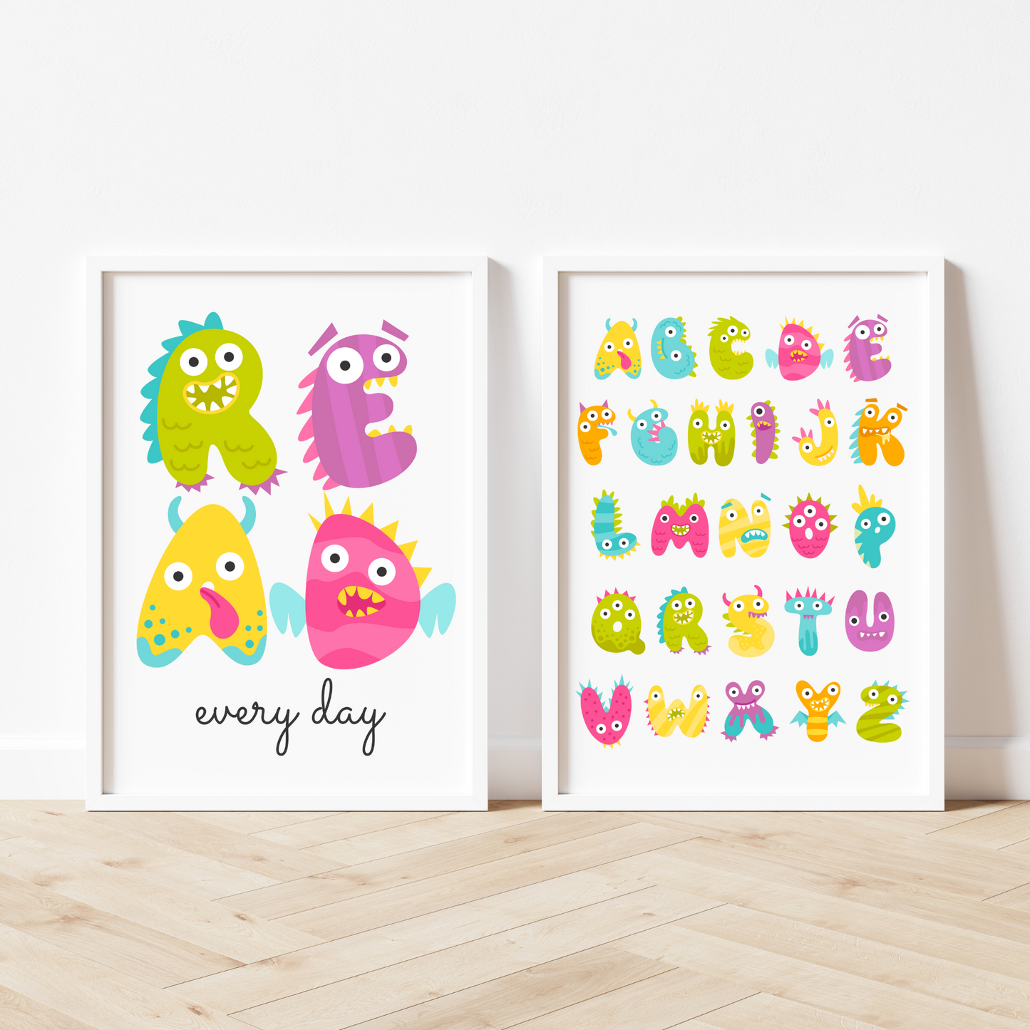 Leer todos los días Monster Alphabet Print Set de 2