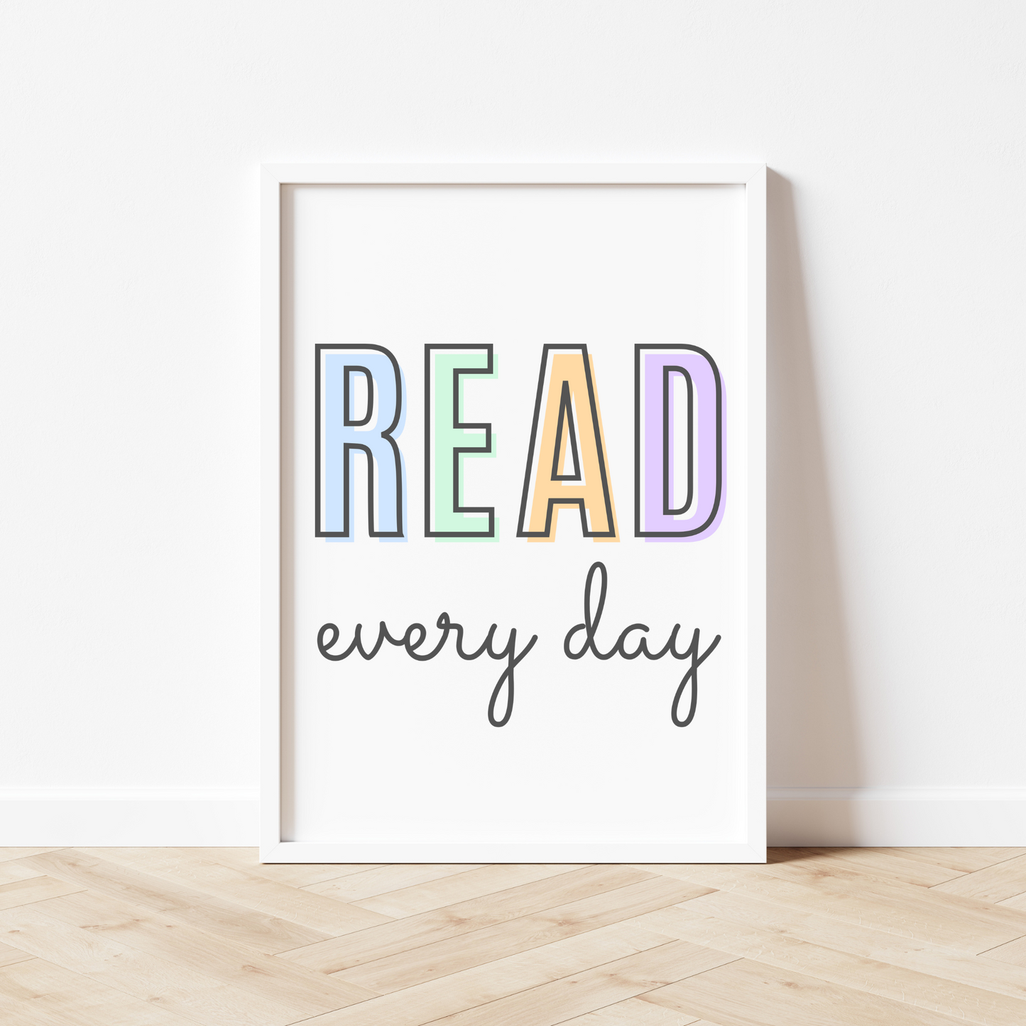 Read Every Day Print - Pastel