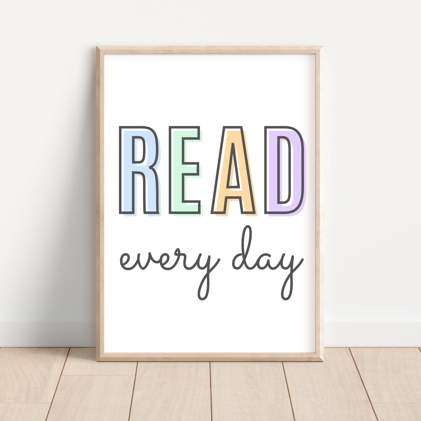 Read Every Day Print - Pastel