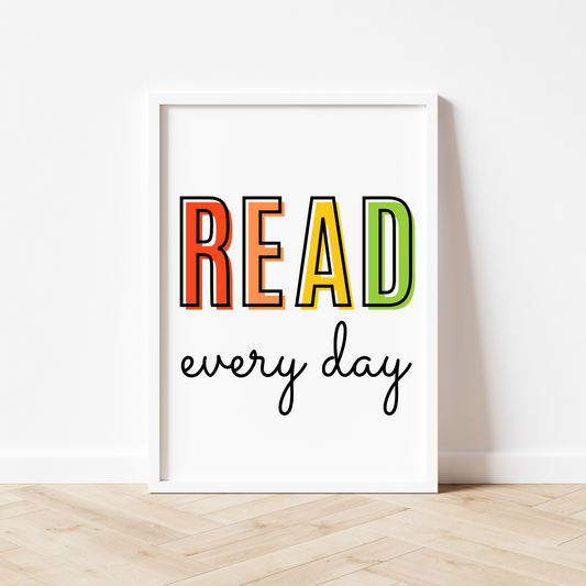 Read Every Day Print - Rainbow