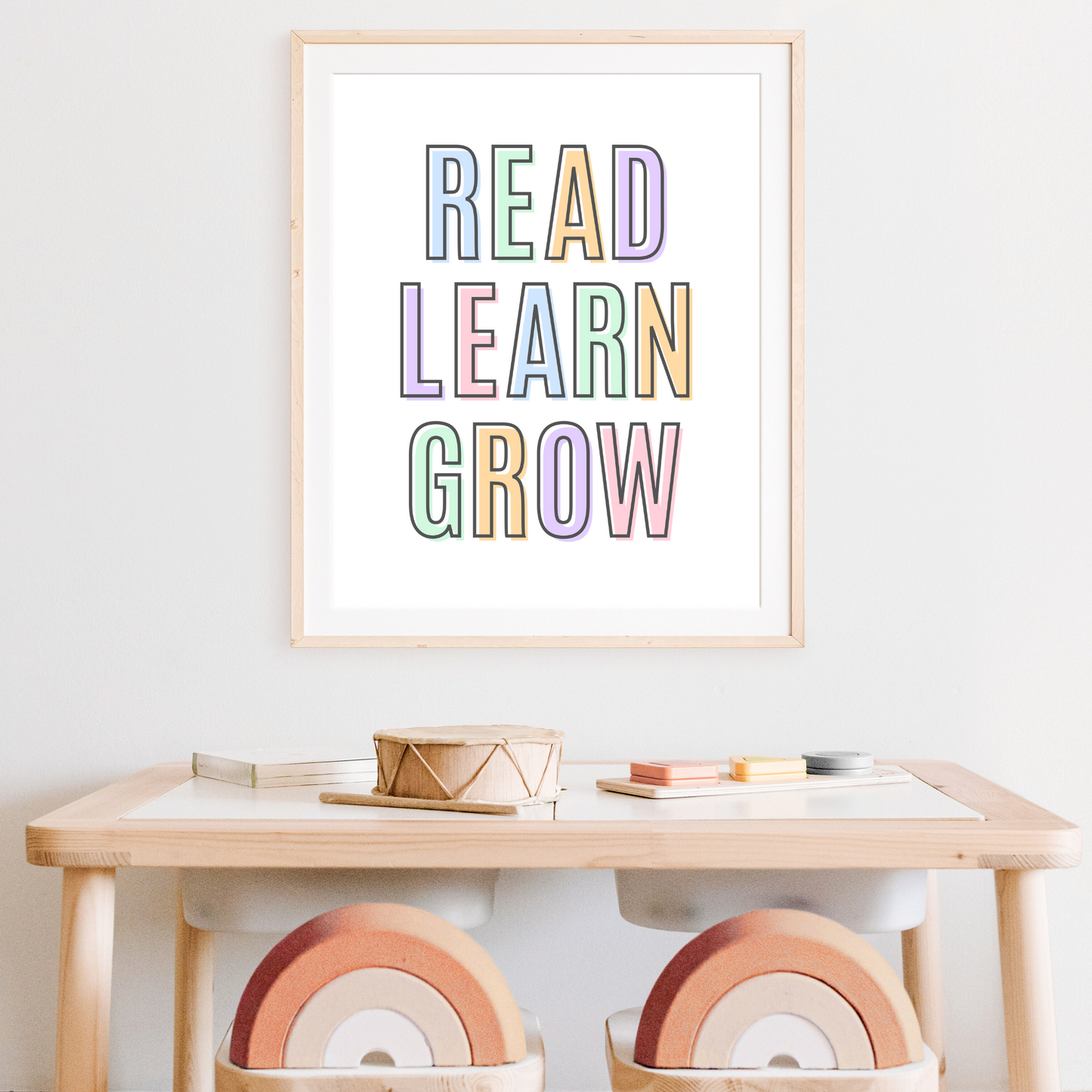 Read Learn Grow Print - Pastel