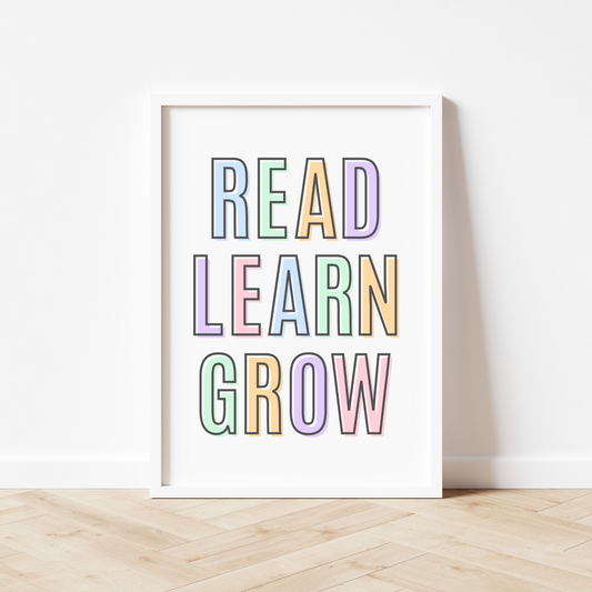 Read Learn Grow Print - Pastel