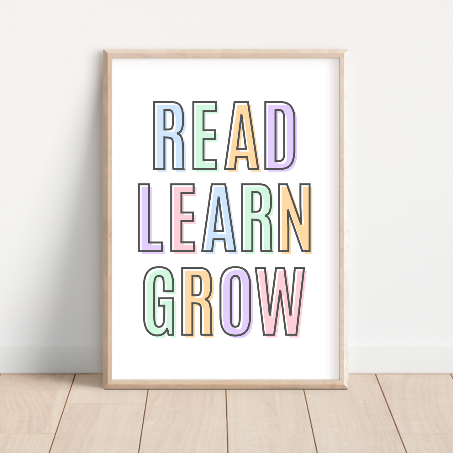 Read Learn Grow Print - Pastel