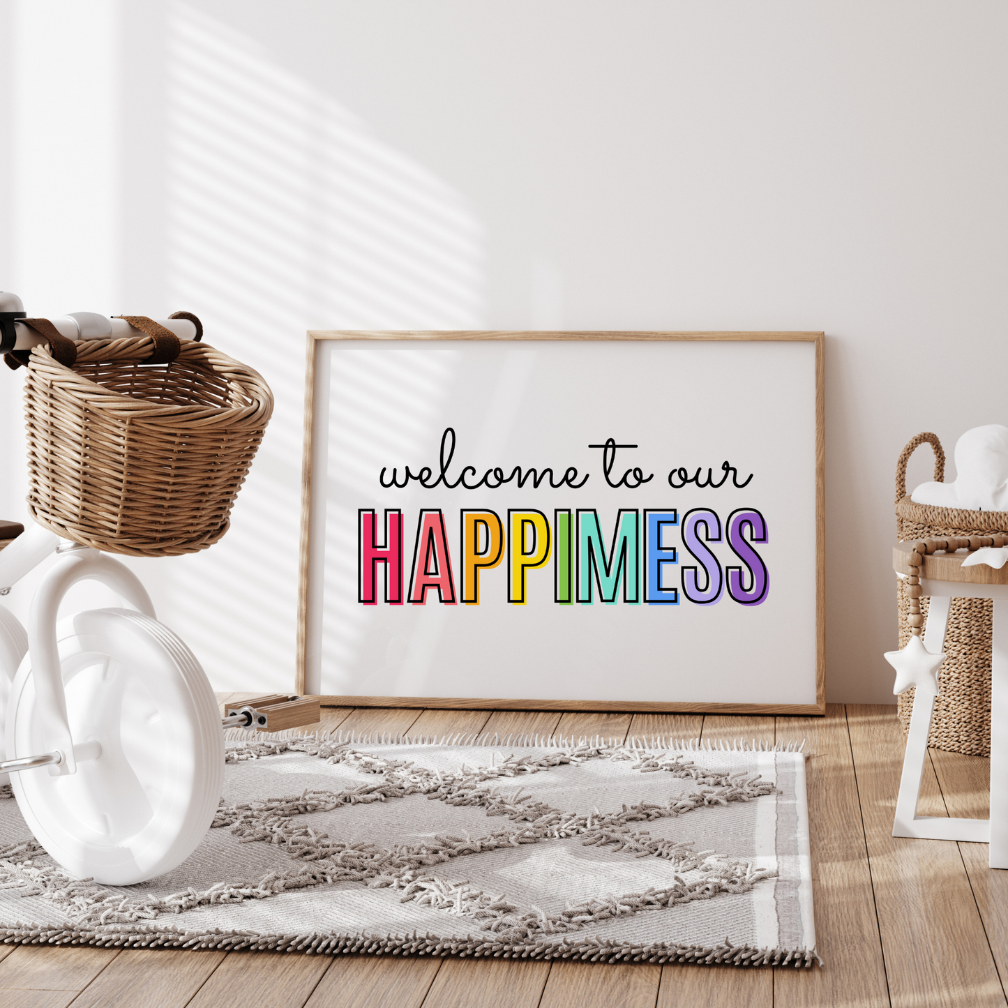 Welcome To Our Happimess Print - Rainbow